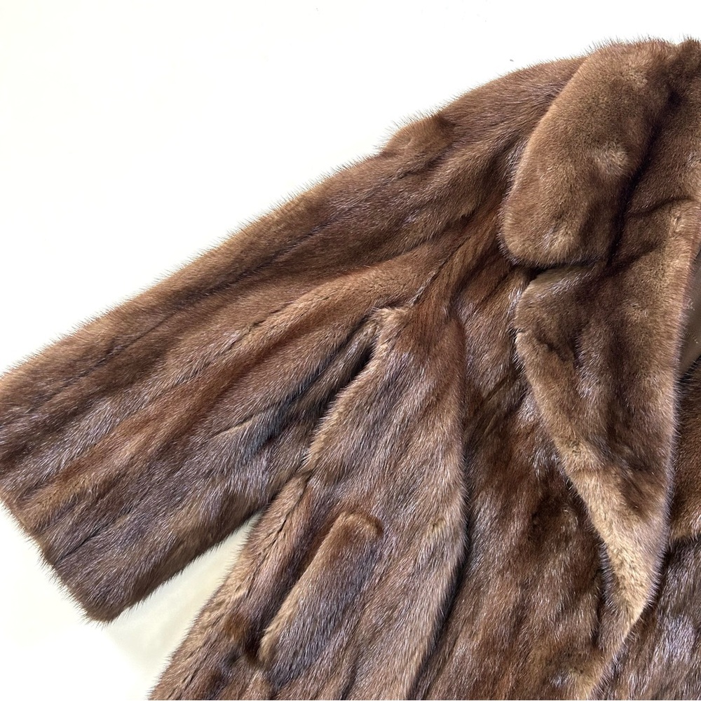 Vintage Genuine Brown Lunaraine Mink Fur Long Coat - Picture 4 of 11